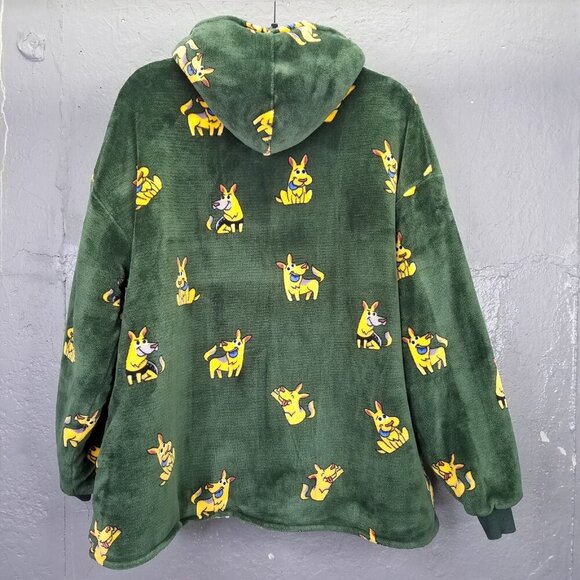 OODIE Oversized Hoodie Kids Age 4-13 yrs German Shepherd Dog Green Fleece Comfy - Picture 6 of 13